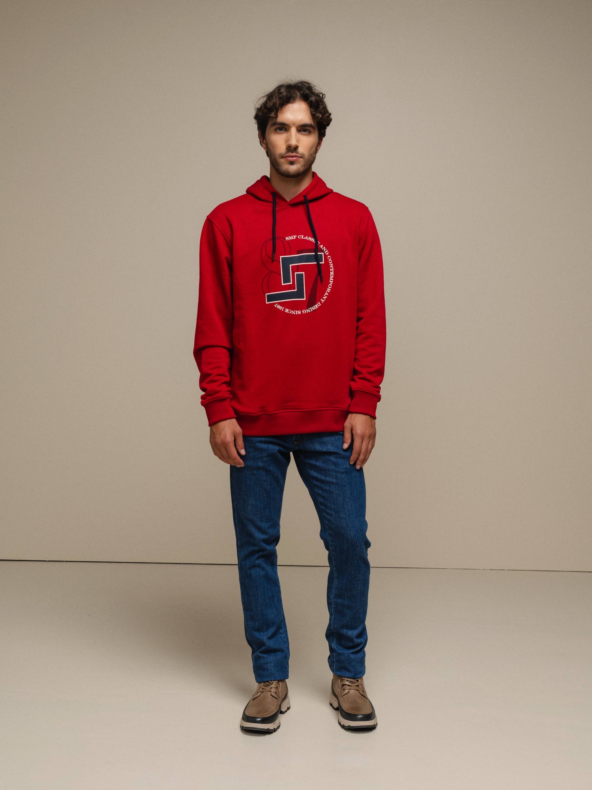 Felpa con cappuccio da uomo con stampa logo