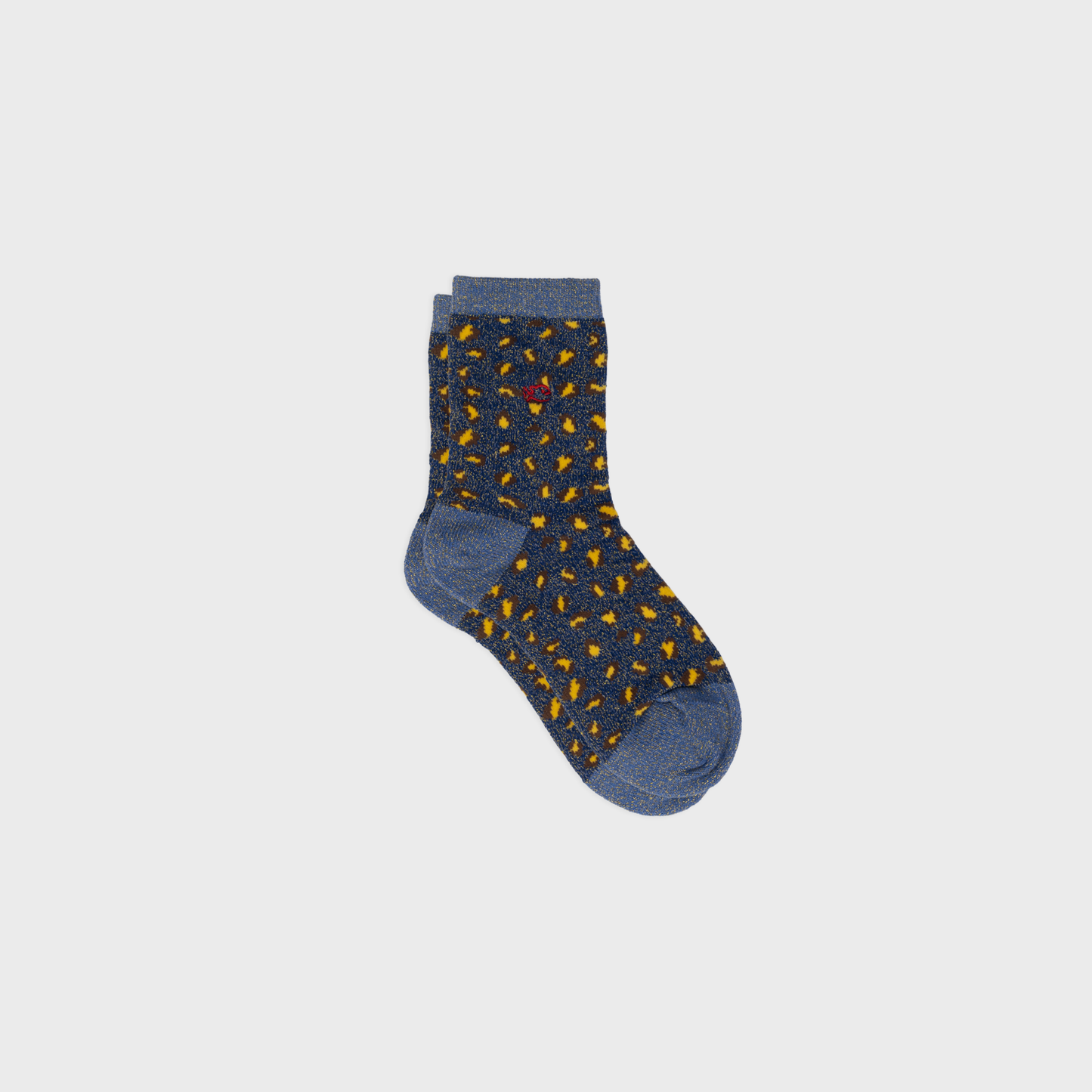 Calzini bambina leopardati glitter blu marino