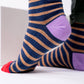 Calzini a righe larghe in cotone pettinato navy e beige