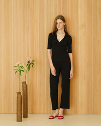 Pantaloni in cotone plissé fine in maglia 3D