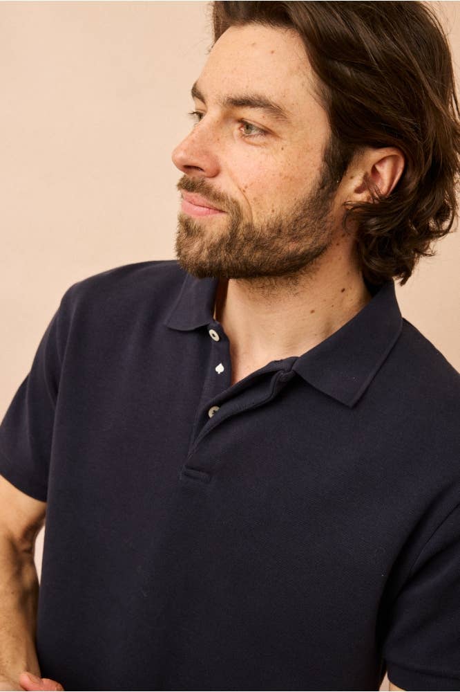 Polo blu navy in cotone piqué