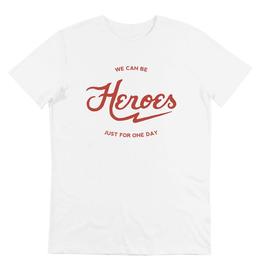 T-shirt unisex in cotone biologico con stampa “Heroes”