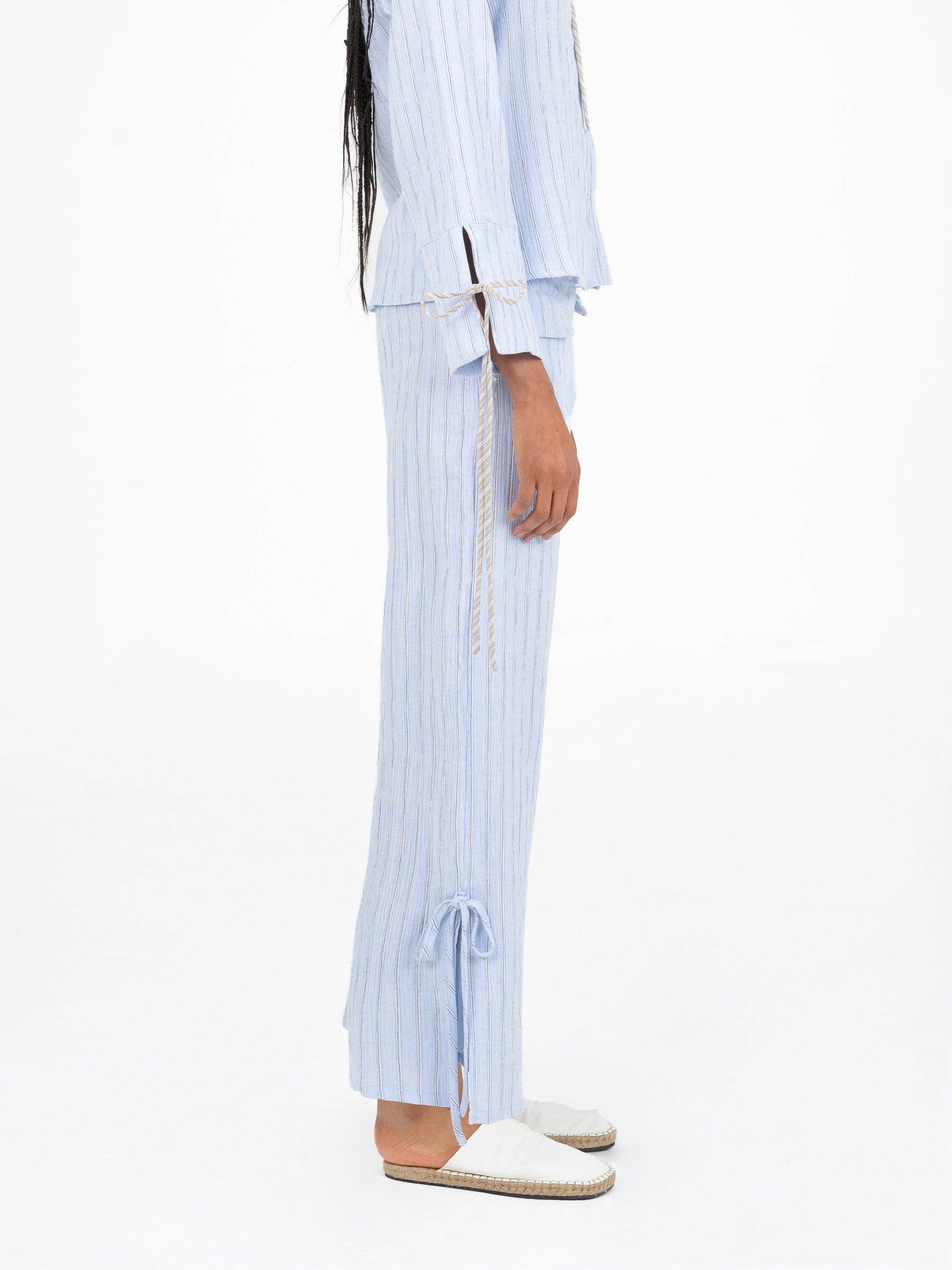 Pantaloni a Righe Blu Skyline