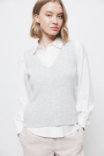 Gilet in Maglia Strutturata con Scollo a V