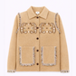 Gilet Nisani beige con ricami e frange