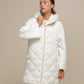 Gilet imbottito lungo con cappuccio da donna