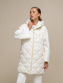 Gilet imbottito lungo con cappuccio da donna