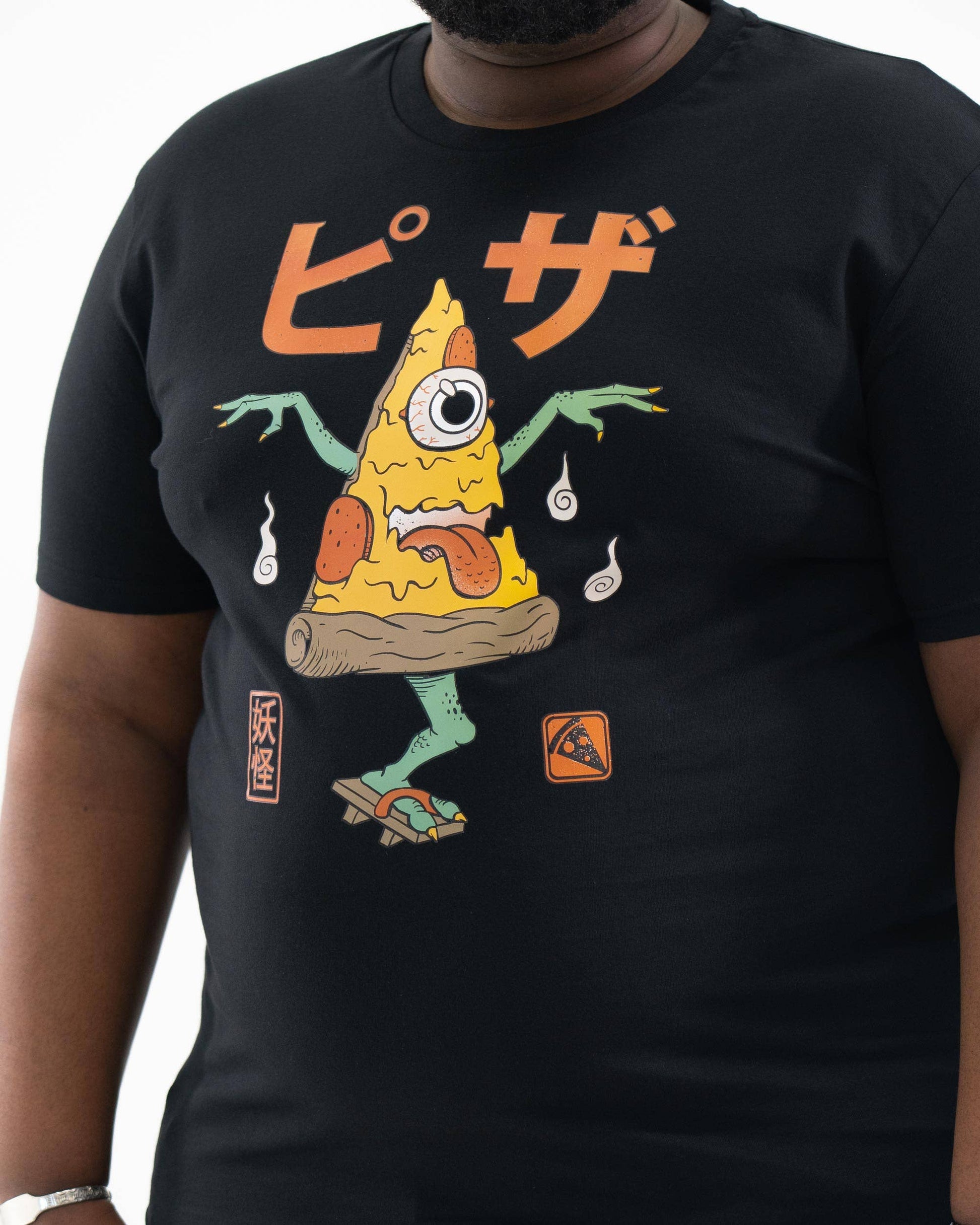 T-shirt Yokai Pizza vintage giapponese in cotone biologico