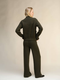 Pantaloni a gamba larga in misto cashmere tinta unita