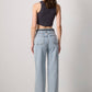 Top crop a coste in cotone antracite