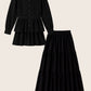 Completo camicia e gonna lunga con balze