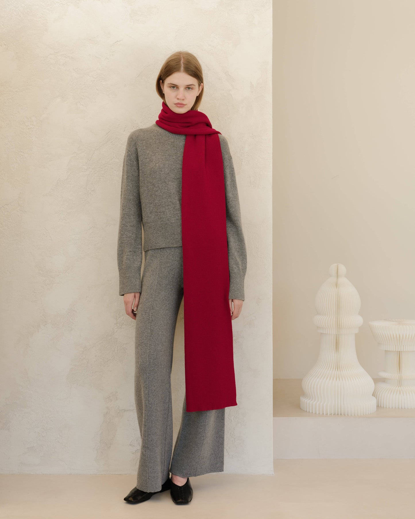 Maxi Sciarpa a Coste in Puro Cashmere