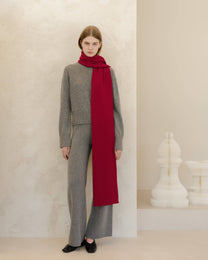 Maxi Sciarpa a Coste in Puro Cashmere