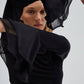 Blusa in maglia con maniche a balze in chiffon
