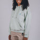 Felpa oversize donna in cotone biologico verde menta con cappuccio
