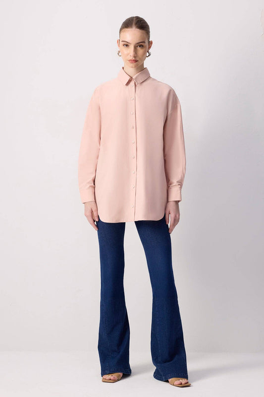 Camicia in popeline oversize rosa