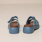 Sandali platform in denim con zeppa alta