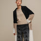 Cappotto cardigan in maglia color block da donna