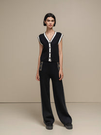 Gilet cardigan in maglia con bordi a contrasto