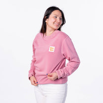Felpa unisex rosa in cotone biologico con patch logo