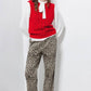 Gilet in maglia strutturata a trecce rosso