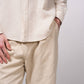 Pantaloni in lino misto cotone con vita elasticizzata