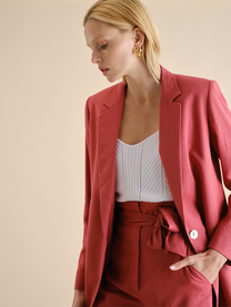 Pantaloni in lino a vita alta con cintura