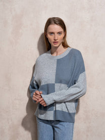 Maglione in maglia a quadri color block