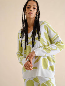 Maglione con cappuccio floreale in viscosa