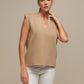 Maglione smanicato in maglia con scollo a V