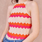 Top in maglia senza maniche a righe zigzag