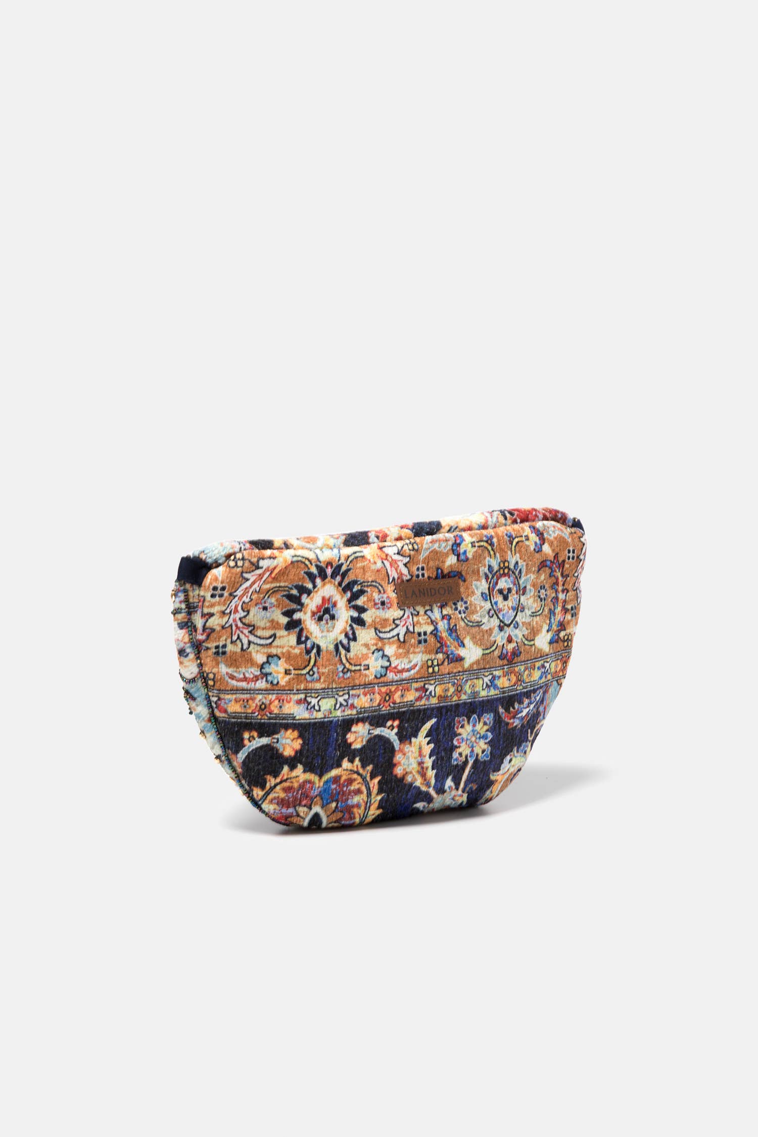 Pochette in velluto con perline e motivo floreale