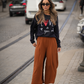 Pantaloni culotte ampi color ruggine