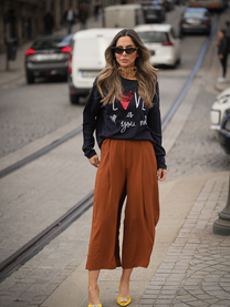Pantaloni culotte ampi color ruggine