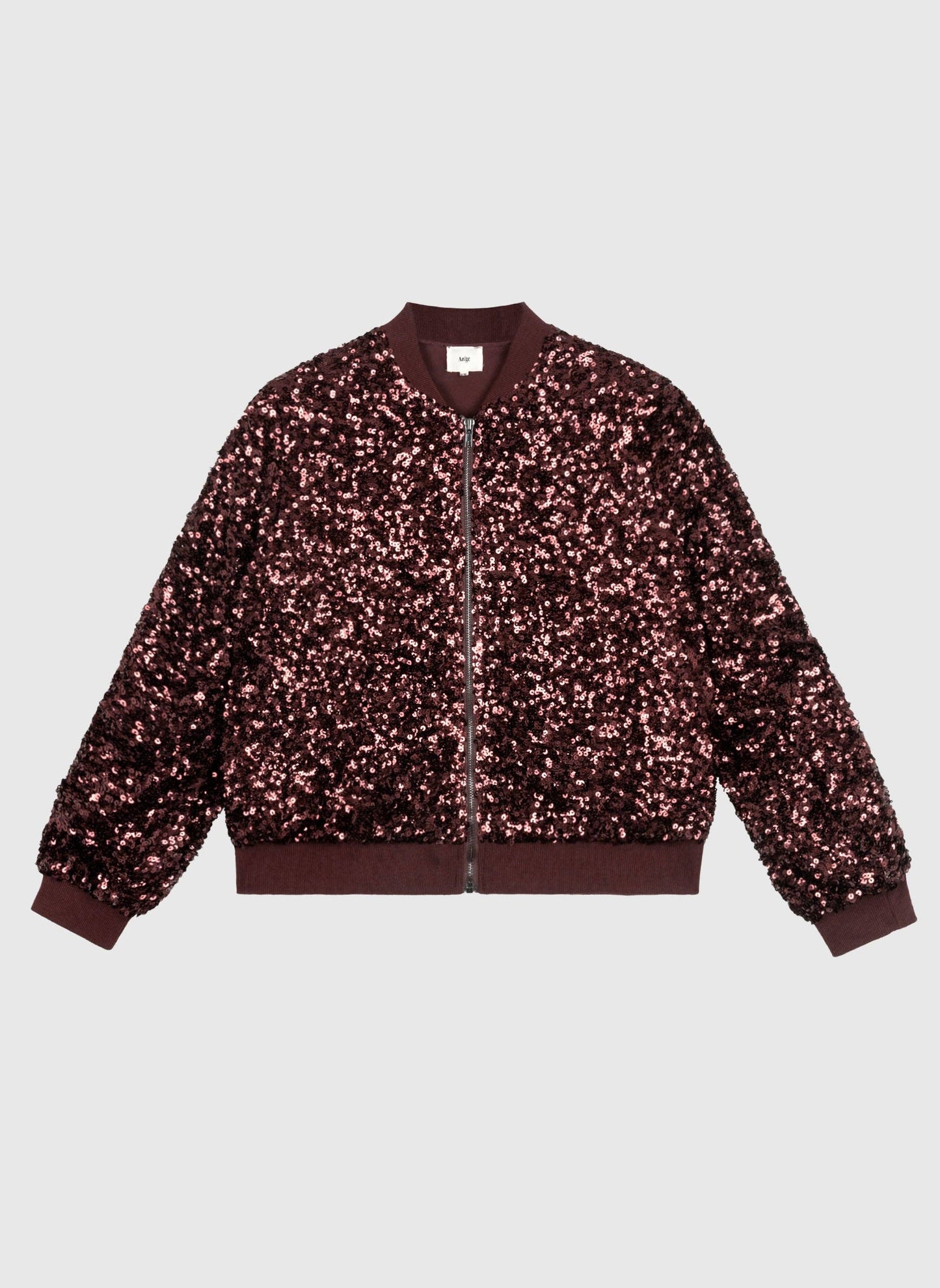 Blouson con paillettes color vino
