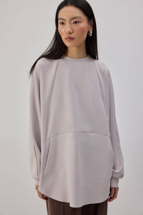Tunica in crêpe oversize con tasche