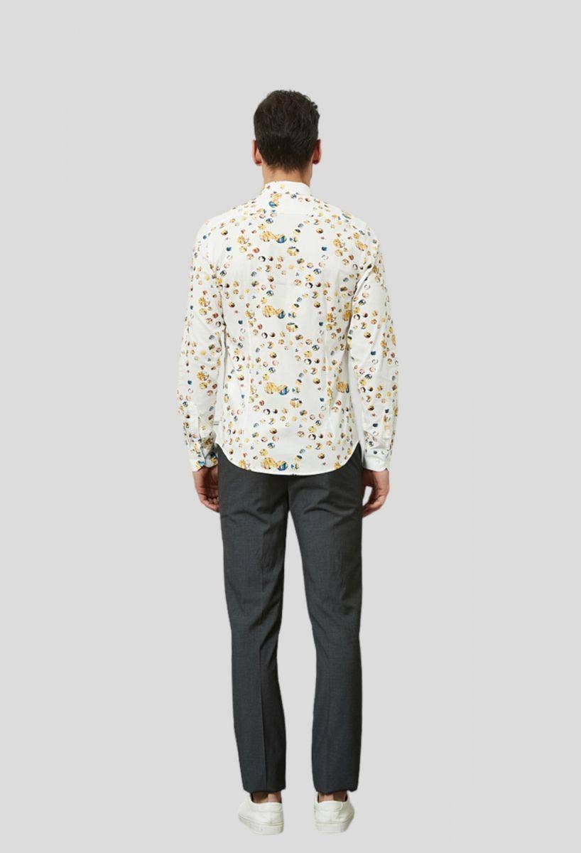 Camicia slim fit elasticizzata con stampa bubbles