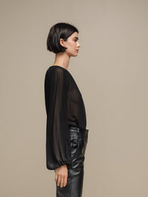 Blusa donna in chiffon nero