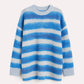 Maglione oversize a righe morbido blu
