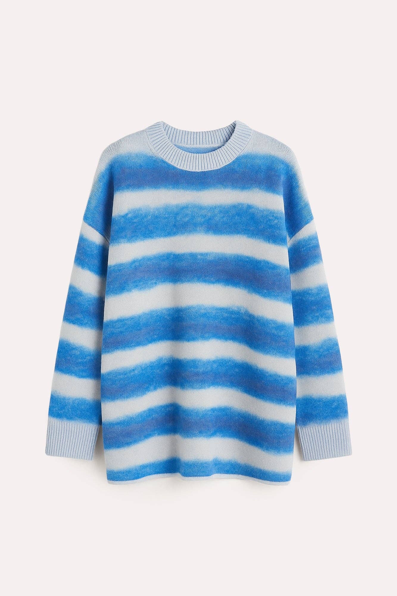 Maglione oversize a righe morbido blu
