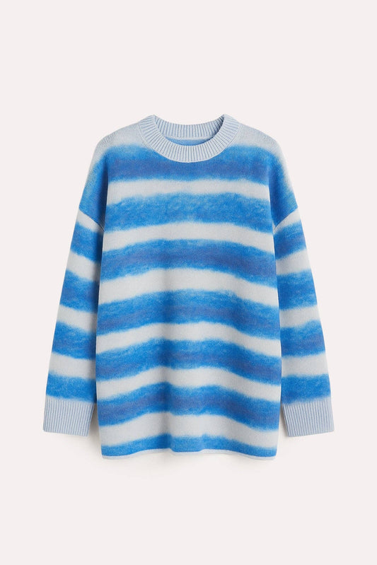 Maglione oversize a righe morbido blu