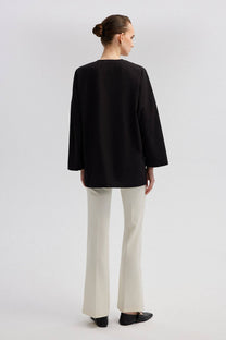 Camicia asimmetrica con bottoni nera