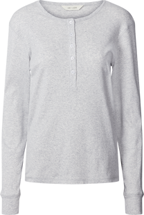 Maglia Henley a Costine in Cotone Biologico Grigio Chiaro Mélange