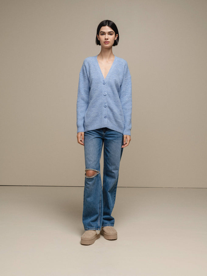 Cardigan in maglia con scollo a V e bottoni