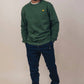Felpa girocollo in cotone organico con logo elefante verde