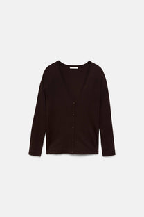Cardigan in maglia rasata con scollo a V