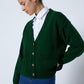 Cardigan in maglia verde con tasche e bottoni