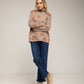 Maglione girocollo a righe metallizzate blu navy
