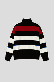 Maglione tunica a righe con collo alto