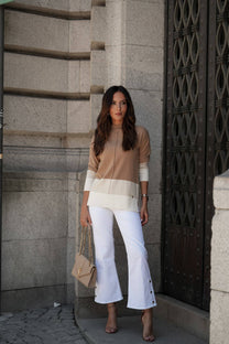 Maglia Nervo bicolore in lana e cashmere